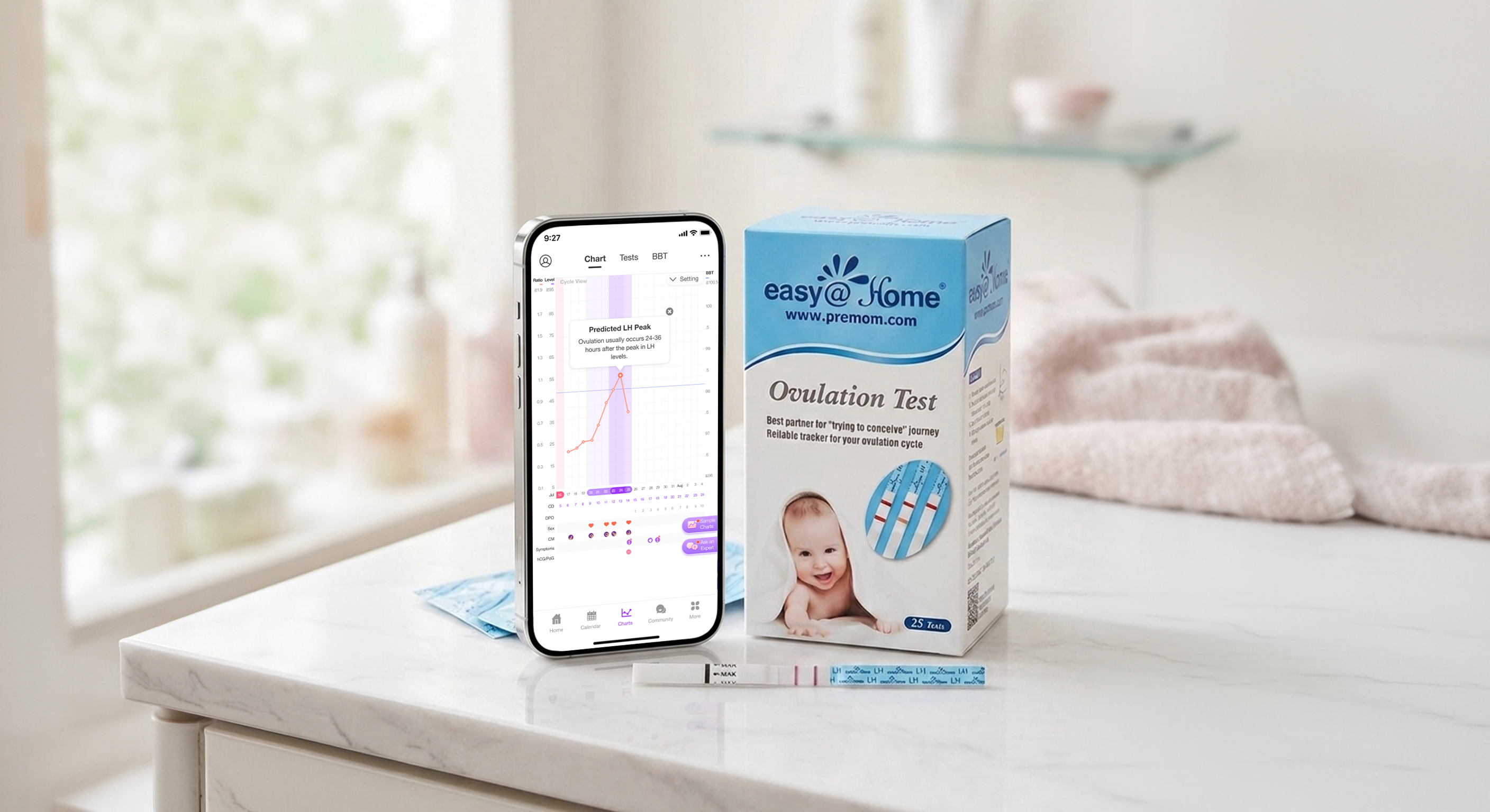 Premom app with easy@Home ovulation tests