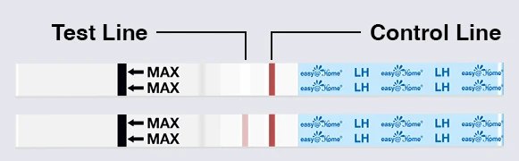Negative result: test line lighter than control line