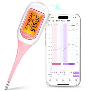 Pink digital thermometer with app