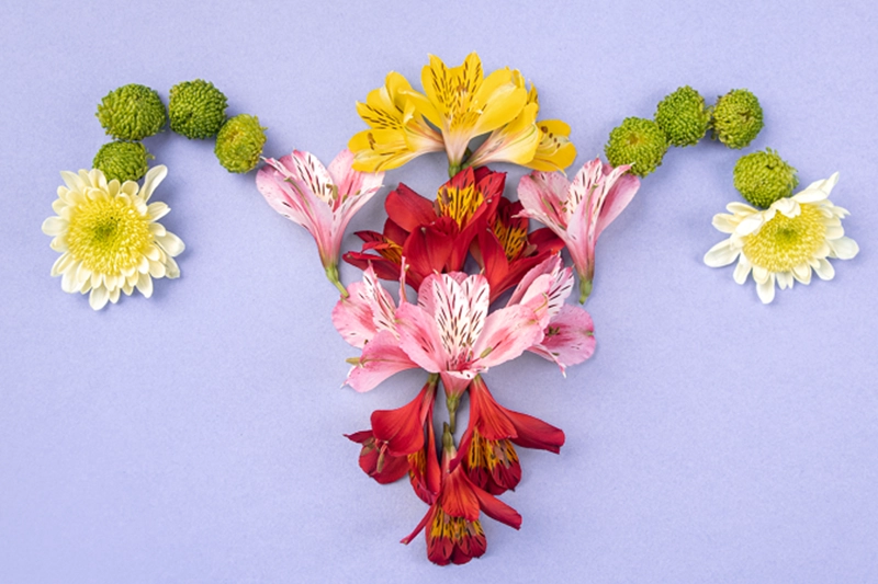 floral arrangement on a table in the shape of a uterus representing the budding potential of a women with pcos based fertility challenges