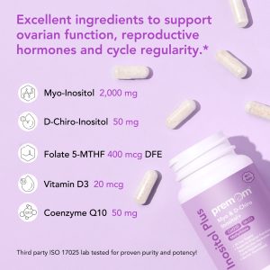 Scattered capsules and bottles, the text of the ingredients of the capsules.