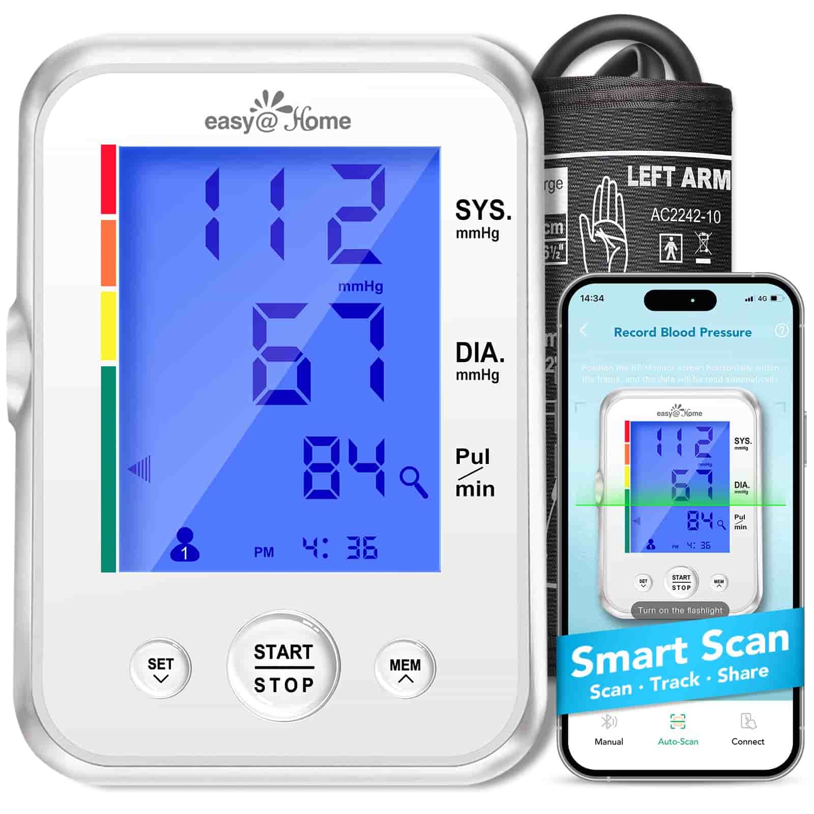 Easy@Home Blood Pressure Monitor for Home Use.