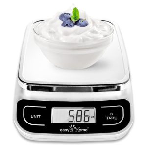 Easy@Home Digital kitchen scale can accurately measure the weight of yogurt.