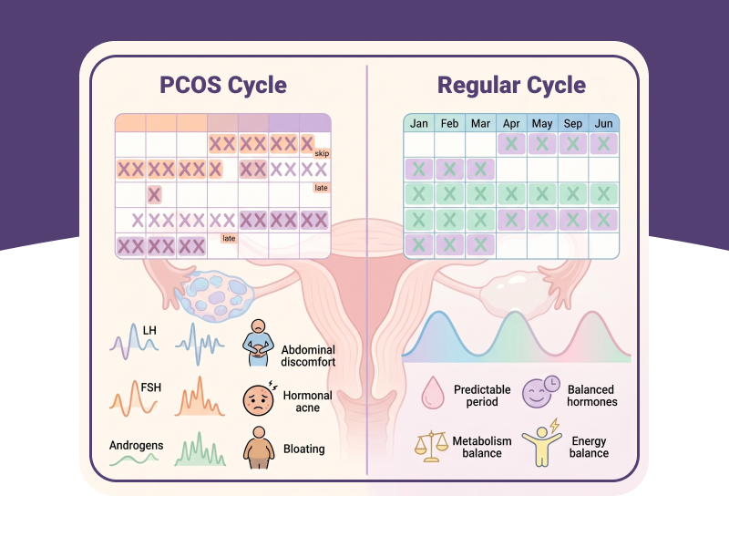 PCOS cycle vs Regular Cycle